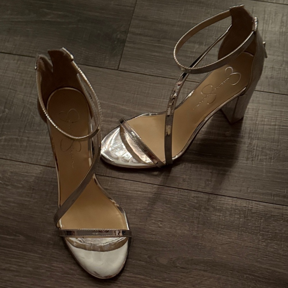 Jessica Simpson Metallic Silver Heels
